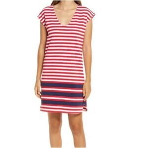 Vineyard Vines Red White Blue Americana Striped T Shirt Dress Sz Xl